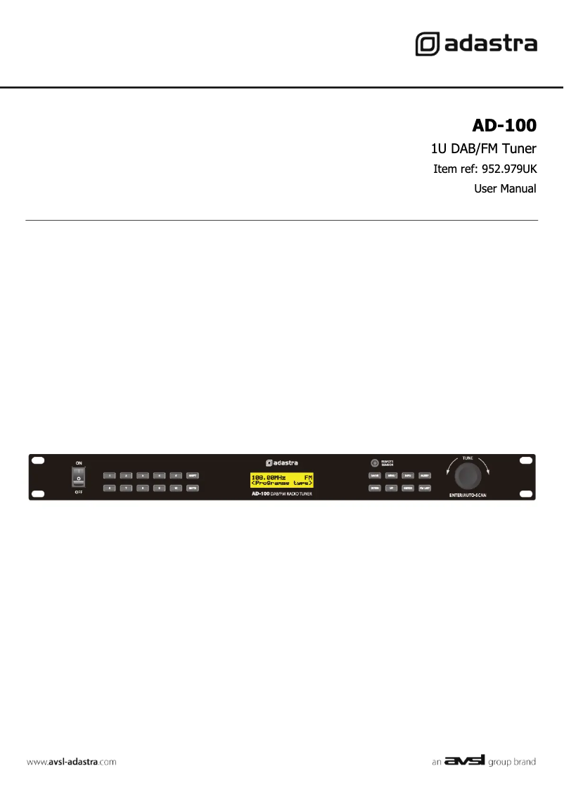 Page 1 de la notice Manuel utilisateur Adastra AD-100