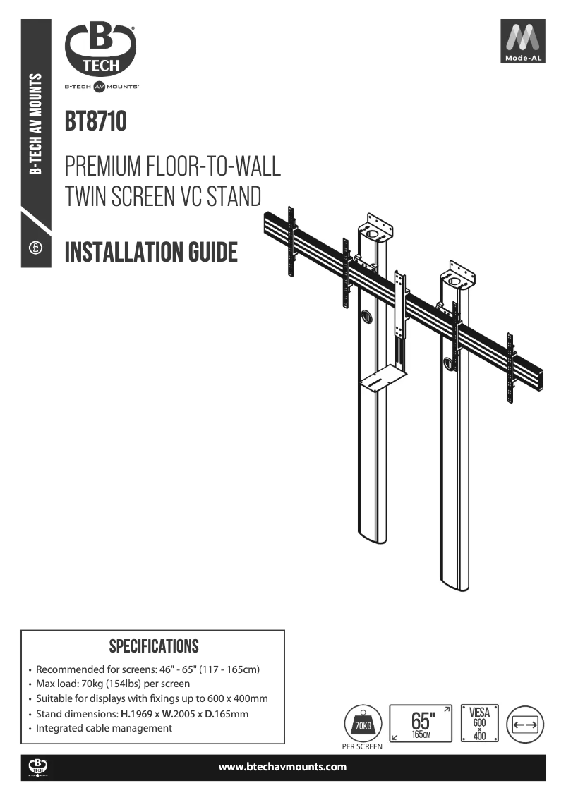 Page 1 de la notice Manuel utilisateur B-Tech BT8710