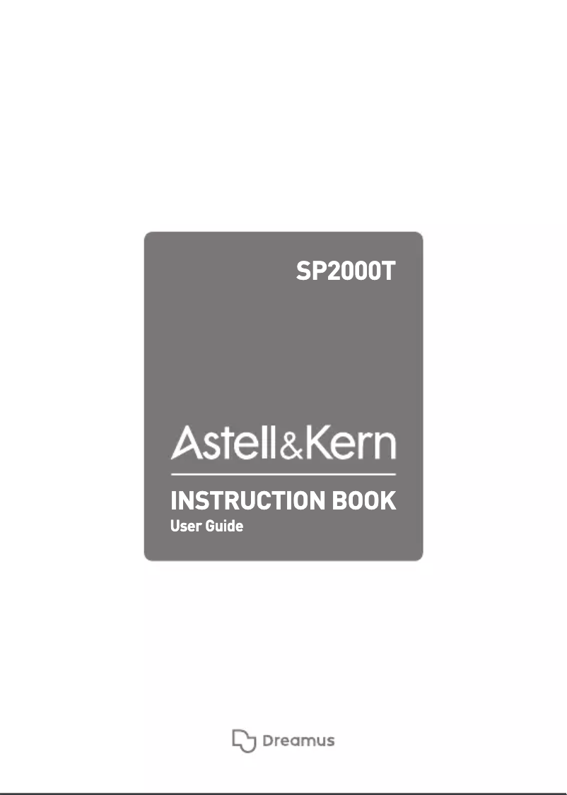 Page 1 de la notice Manuel utilisateur Astell&Kern SP2000T