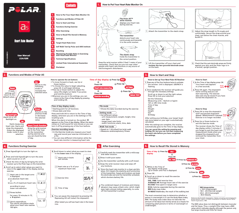 Page 1 de la notice Manuel utilisateur Polar A5
