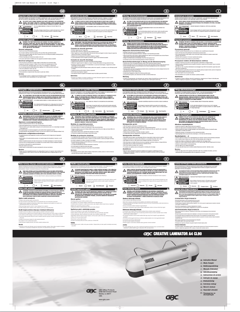 Page 1 de la notice Manuel utilisateur GBC Creative CL90
