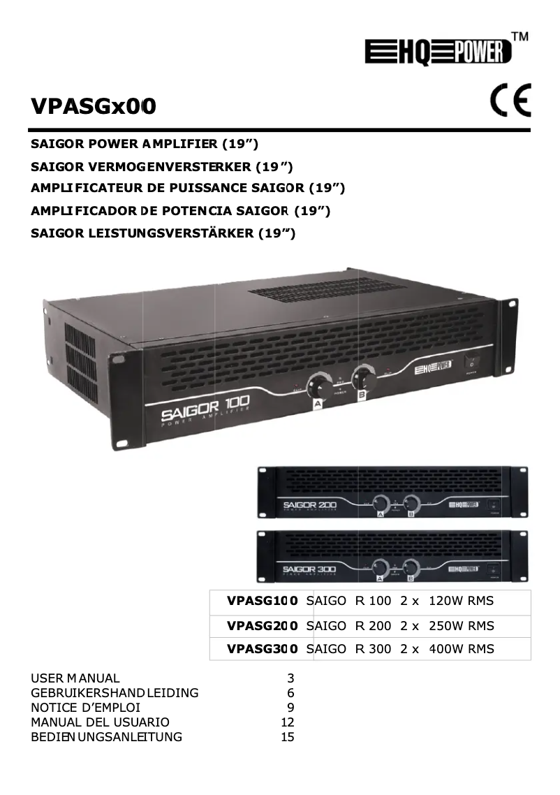 Page 1 de la notice Manuel utilisateur HQ Power SAIGOR 300