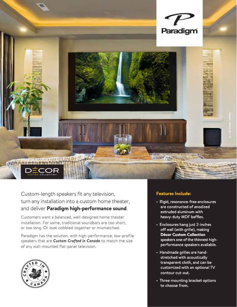 Page 1 de la notice Fiche technique Paradigm Décor 1C