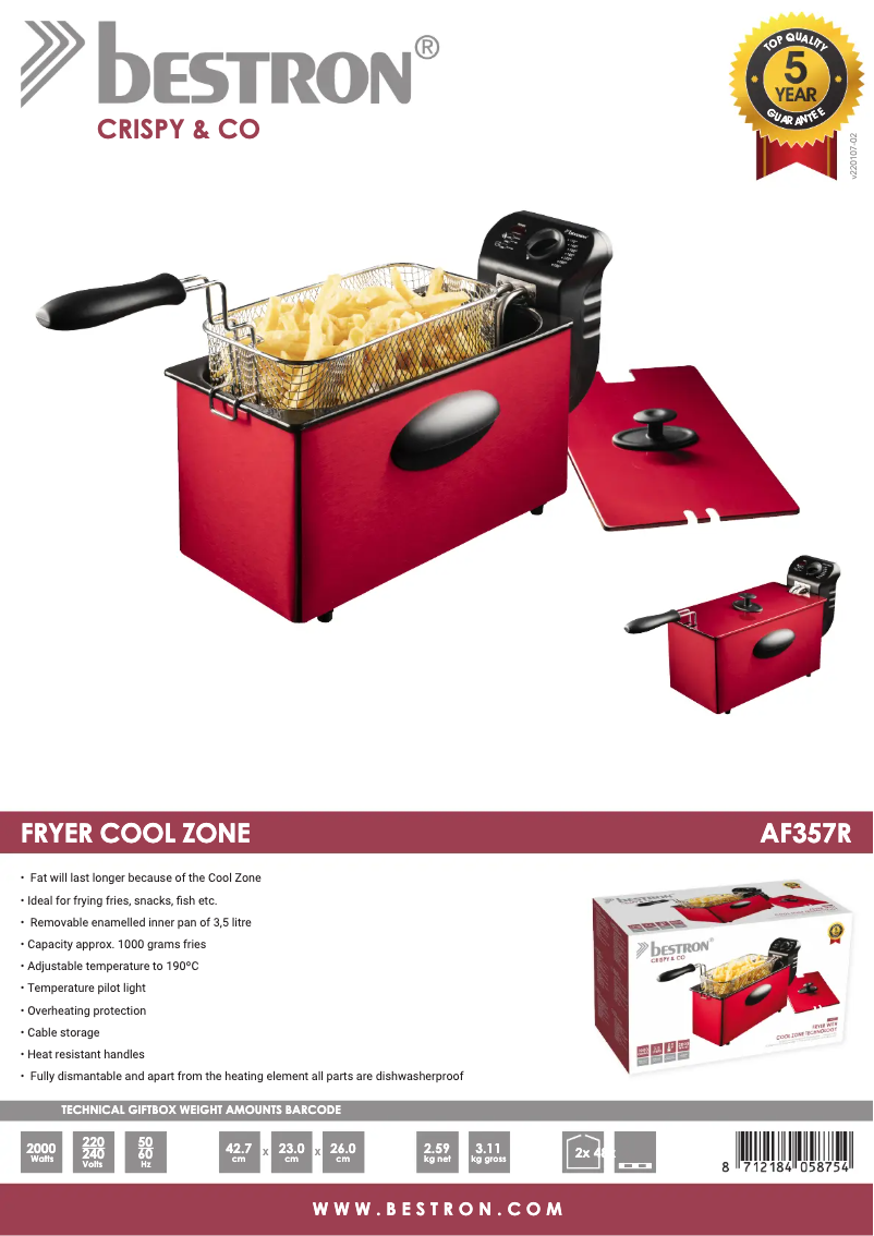 Page n°1 - Fiche technique Bestron Crispy & Co AF357R