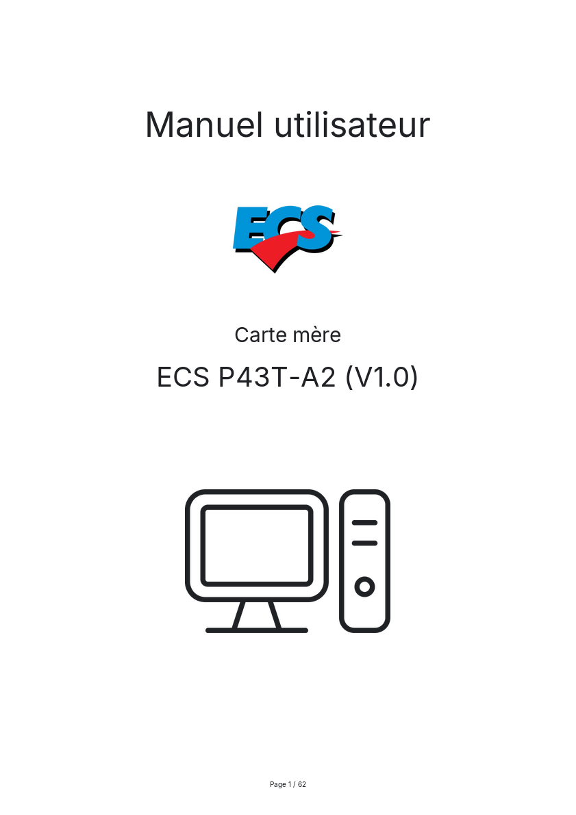 Page n°1 - Manuel utilisateur ECS P43T-A2 (V1.0)