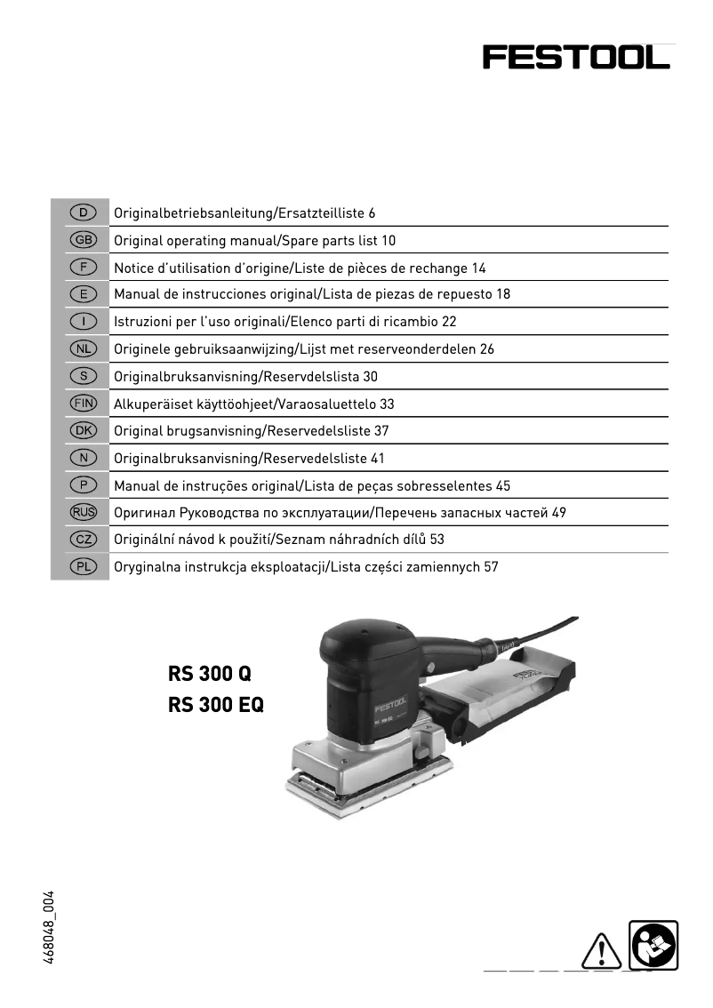 Page n°1 - Manuel utilisateur Festool RS 300 Q