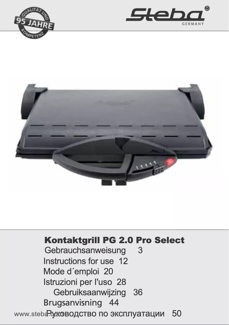 Page n°1 - Manuel utilisateur Steba PG 2.0 Pro Select