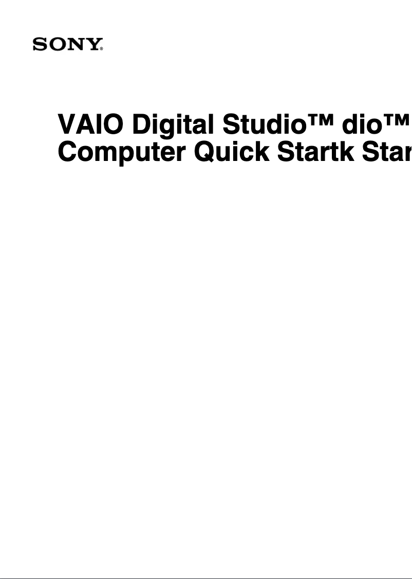 Page n°1 - Guide d'installation Sony Vaio PCV-RX861
