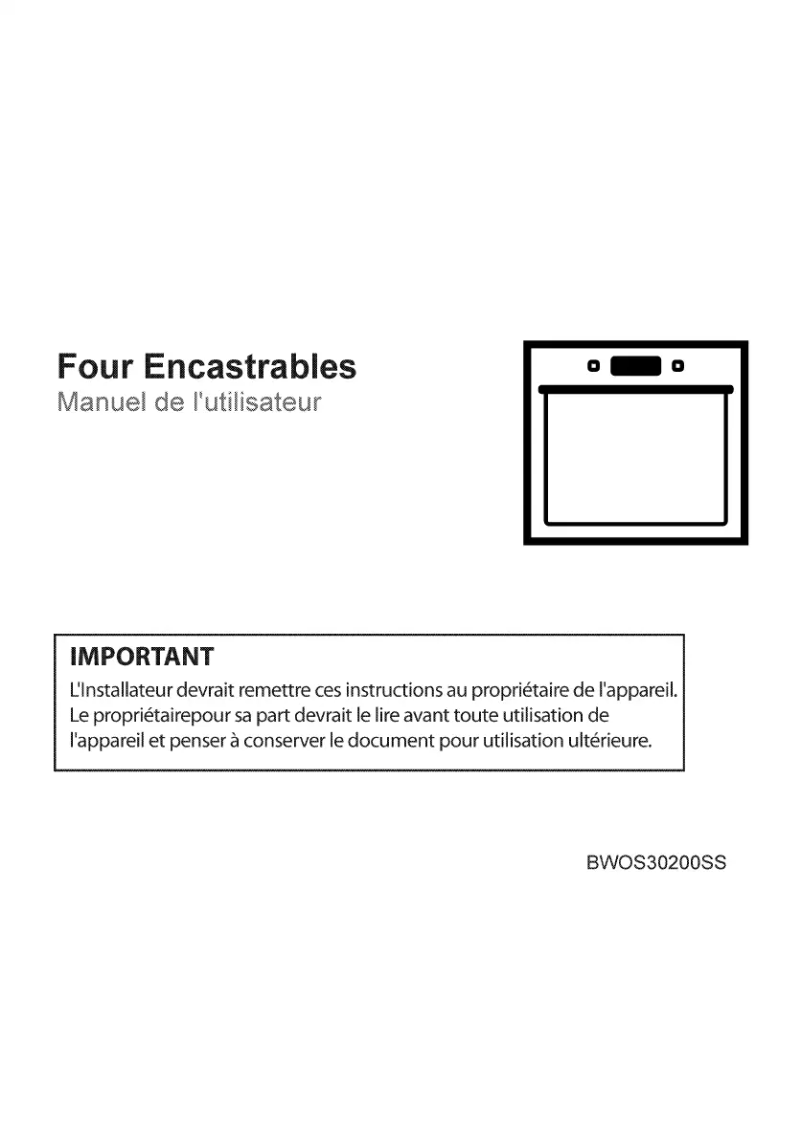 Image de la première page du manuel de l'appareil BWOS 30200 SS