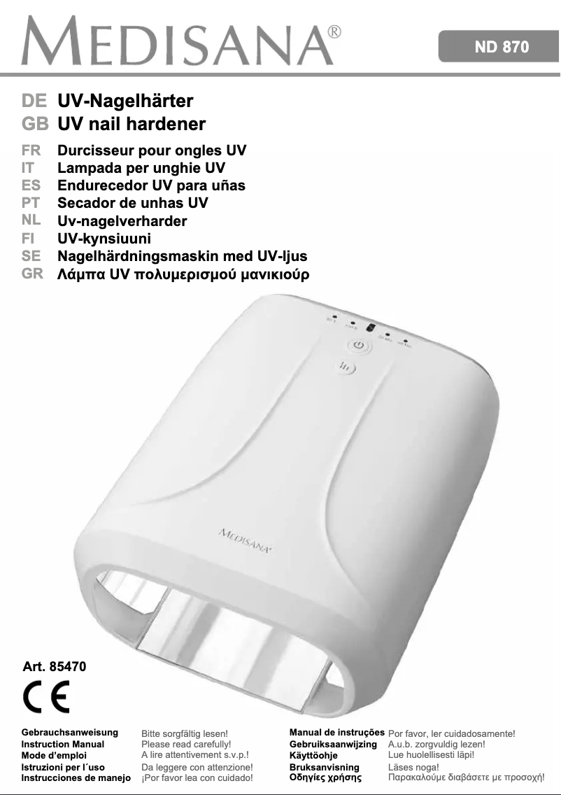 Page 1 de la notice Manuel utilisateur Medisana ND 870