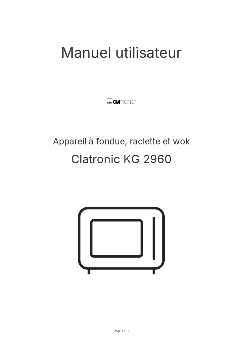 Page n°1 - Manuel utilisateur Clatronic KG 2960