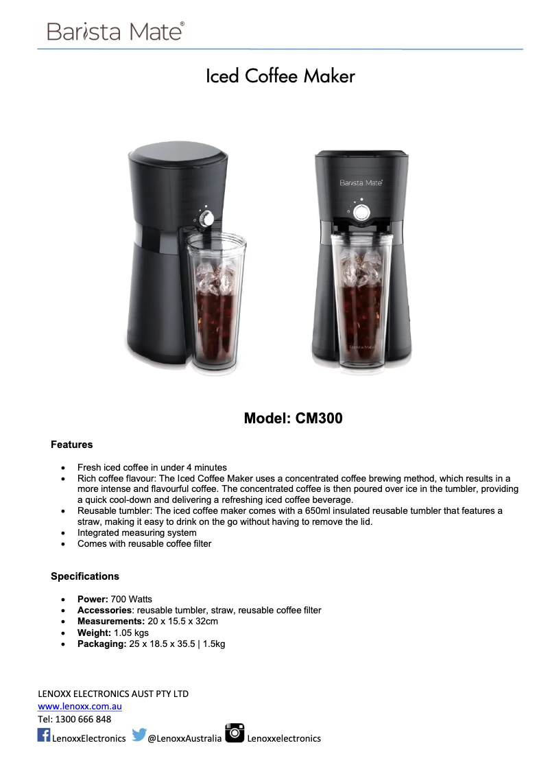 Page n°1 - Fiche technique Healthy Choice CM300