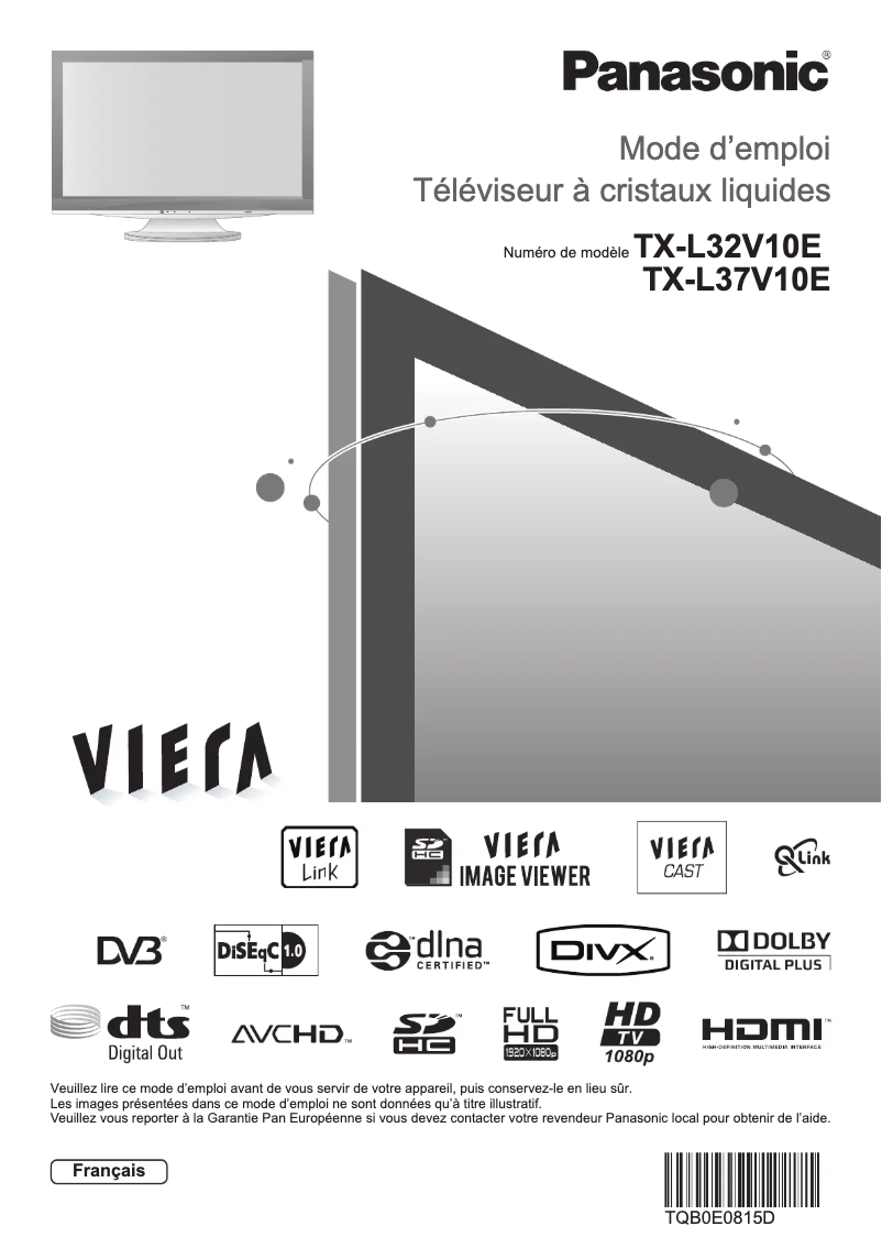 Page 1 de la notice Manuel utilisateur Panasonic Viera TX-L37V10E