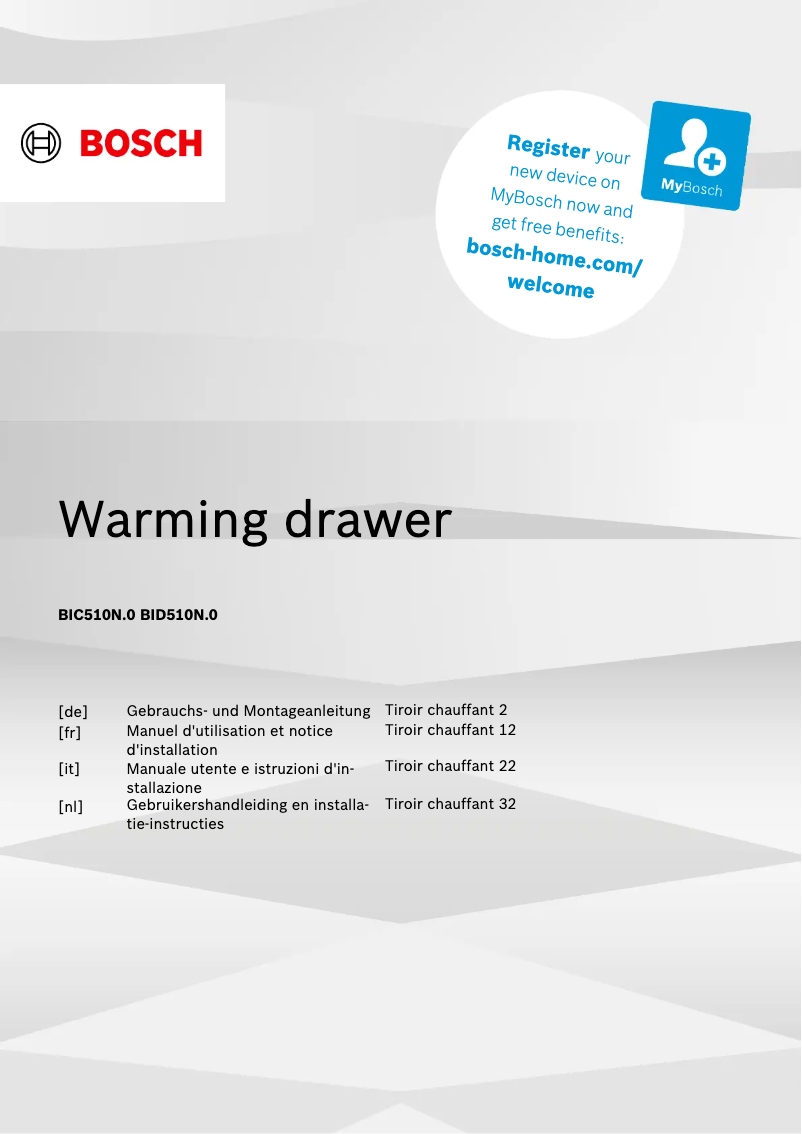 Page n°1 - Guide d'installation Bosch BIC510NS0