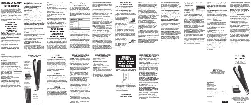 Page 1 de la notice Manuel utilisateur Conair InfinitiPRO S9900