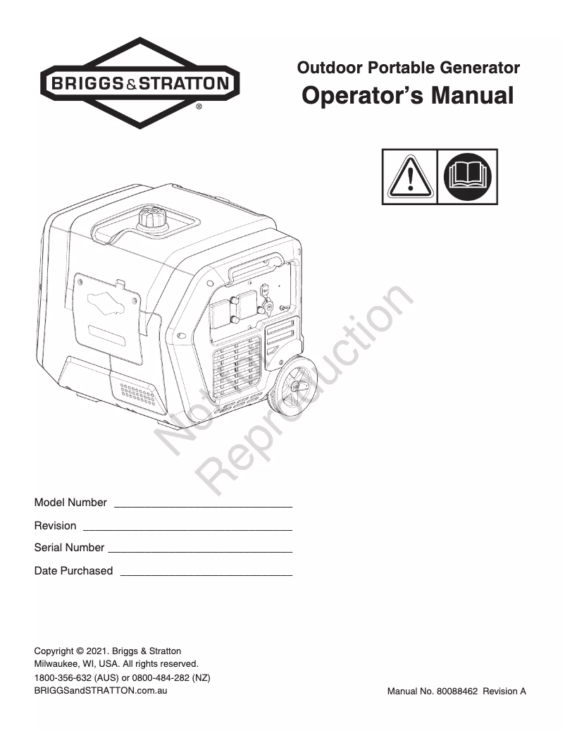 Page 1 de la notice Manuel utilisateur Briggs & Stratton P4500