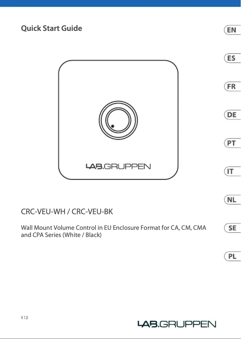 Page n°1 - Manuel utilisateur Lab Gruppen CRC-VEU-WH