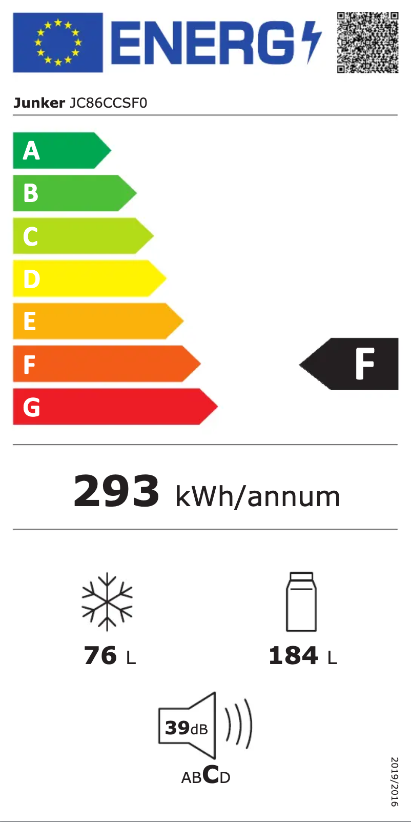 Page n°1 - Label énergétique Junker JC86CCSF0