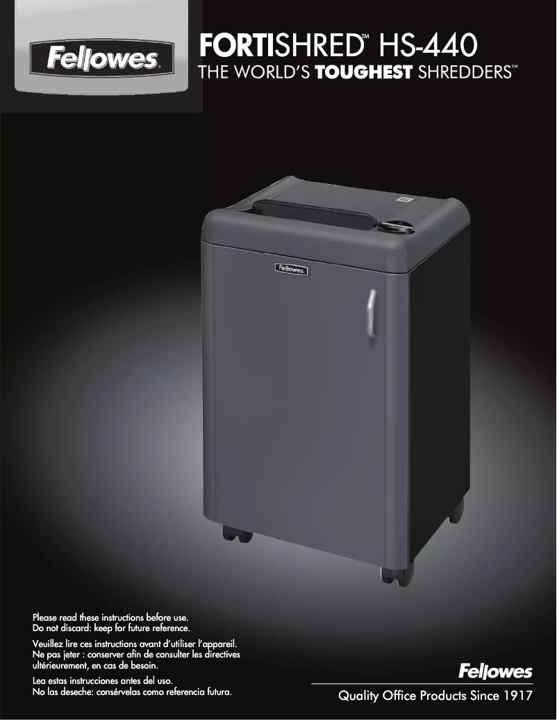 Page n°1 - Manuel utilisateur Fellowes Fortishred HS-440