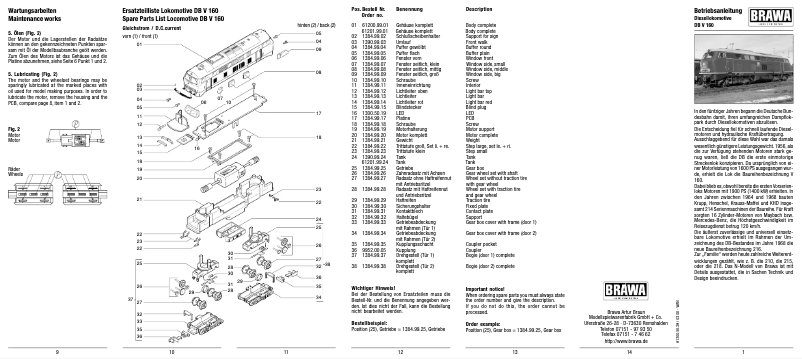 Page 1 de la notice Manuel utilisateur Brawa 61200 DB V 180