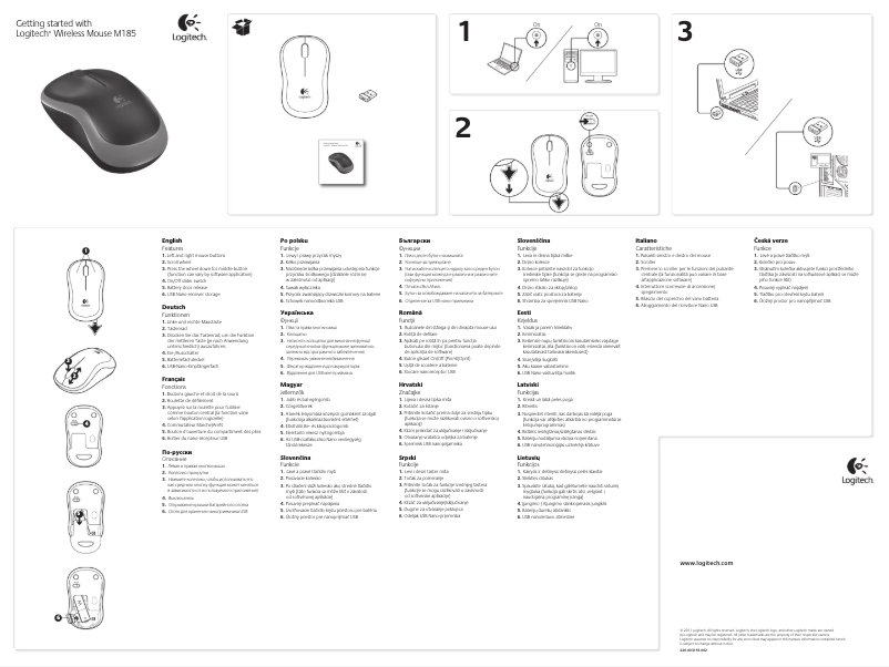 Page 1 de la notice Manuel utilisateur Logitech Wireless M185