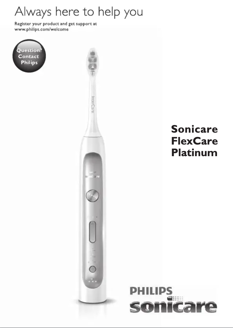 Page 1 de la notice Manuel utilisateur Philips Sonicare FlexCare Platinum HX9112