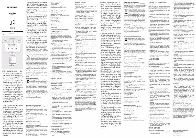 Page n°1 - Manuel utilisateur Grundig Sonoclock 1500