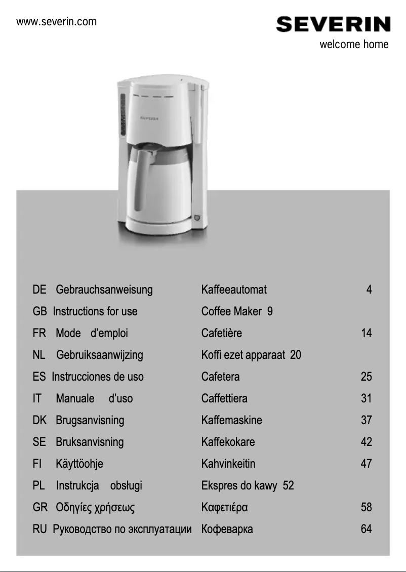 Page 1 de la notice Manuel utilisateur Severin KA 9485