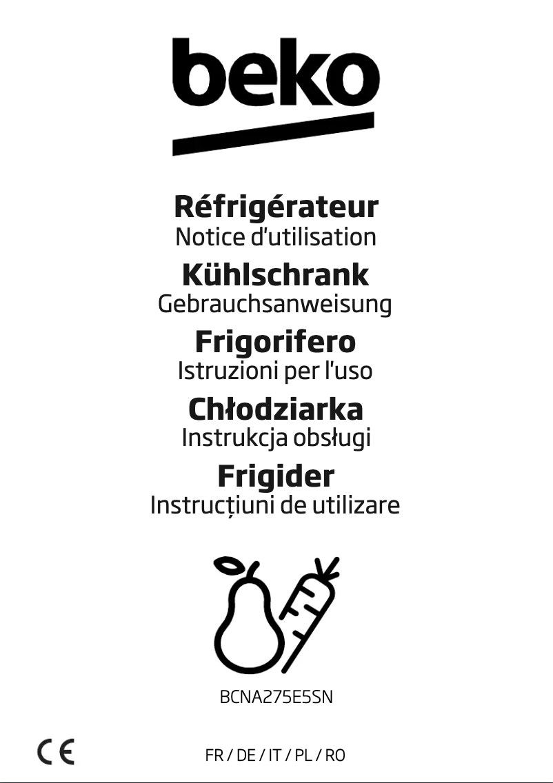 Page 1 de la notice Manuel utilisateur Beko BCNA275E5SN