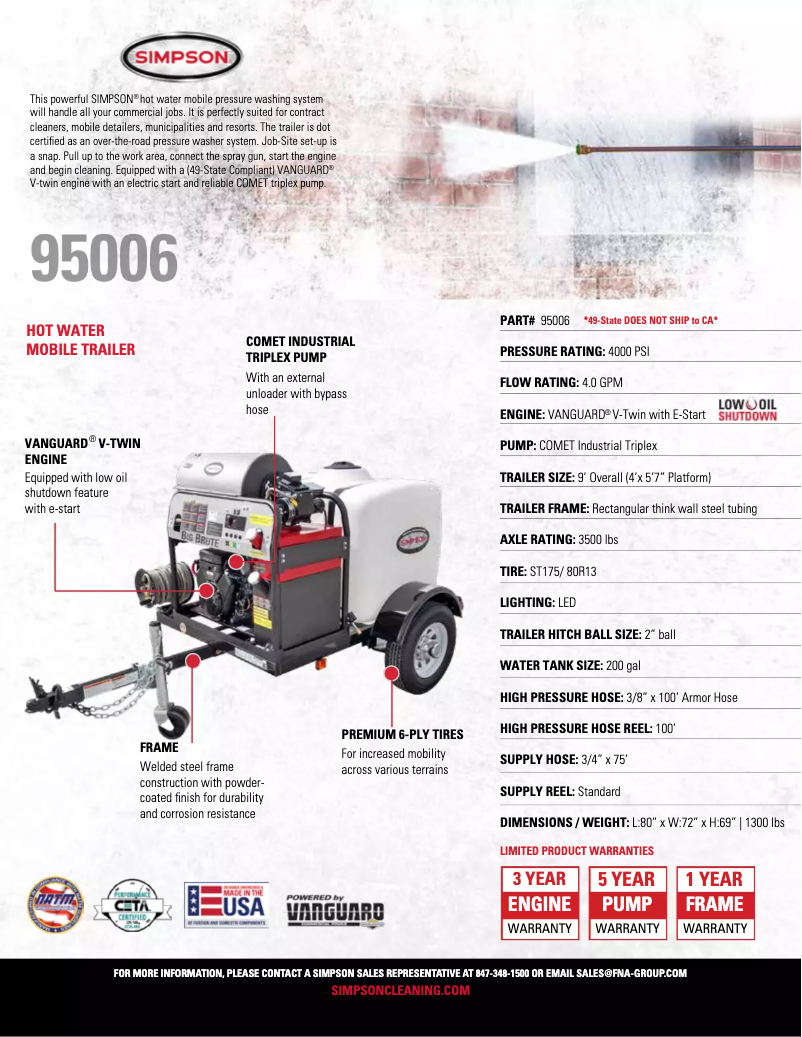 Page 1 de la notice Fiche technique Simpson 95006