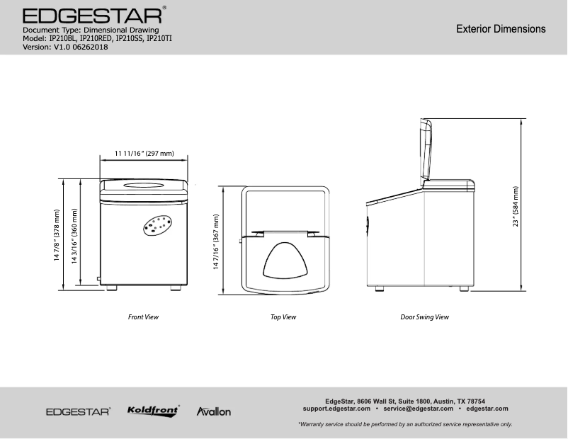 Page 1 de la notice Fiche technique EdgeStar IP210