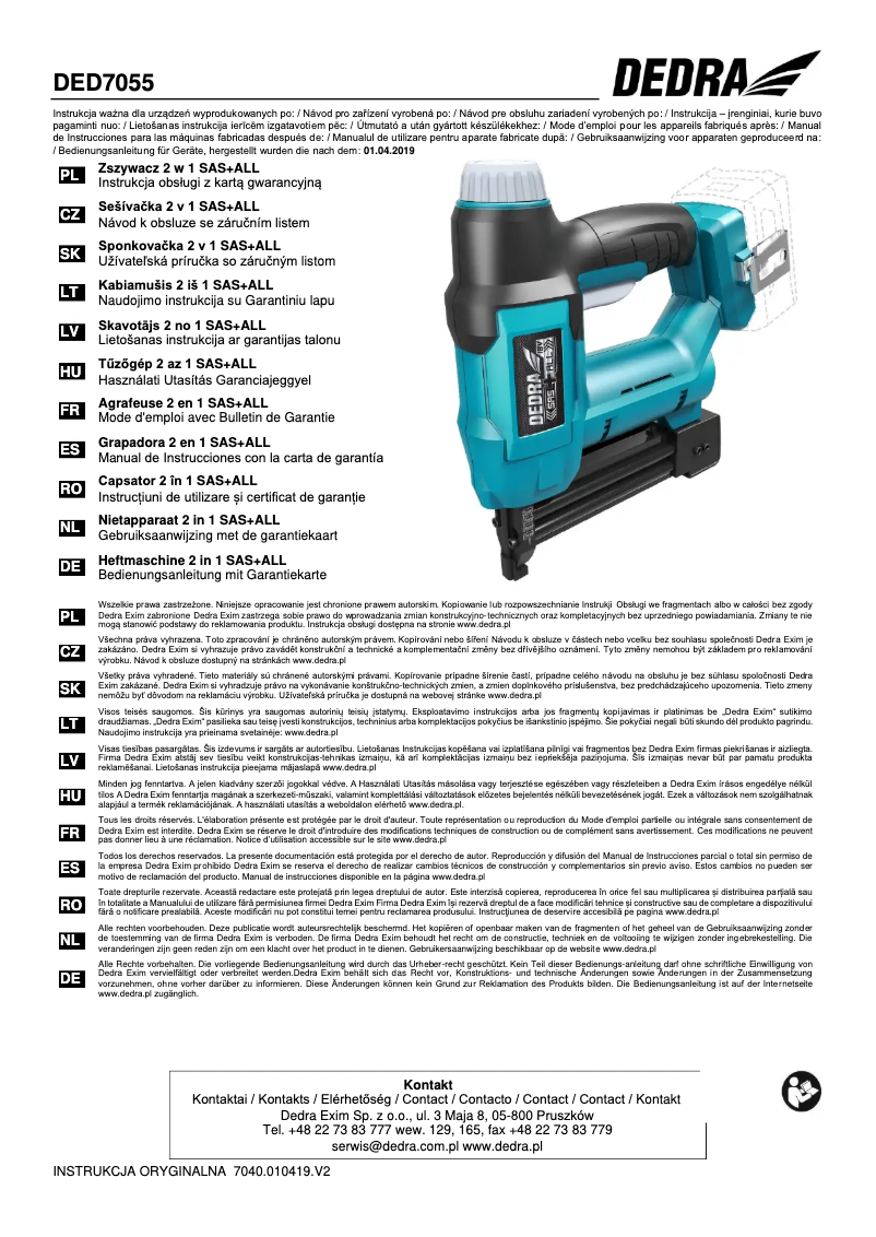 Página 1 del manual Manual de usuario DEDRA DED7055