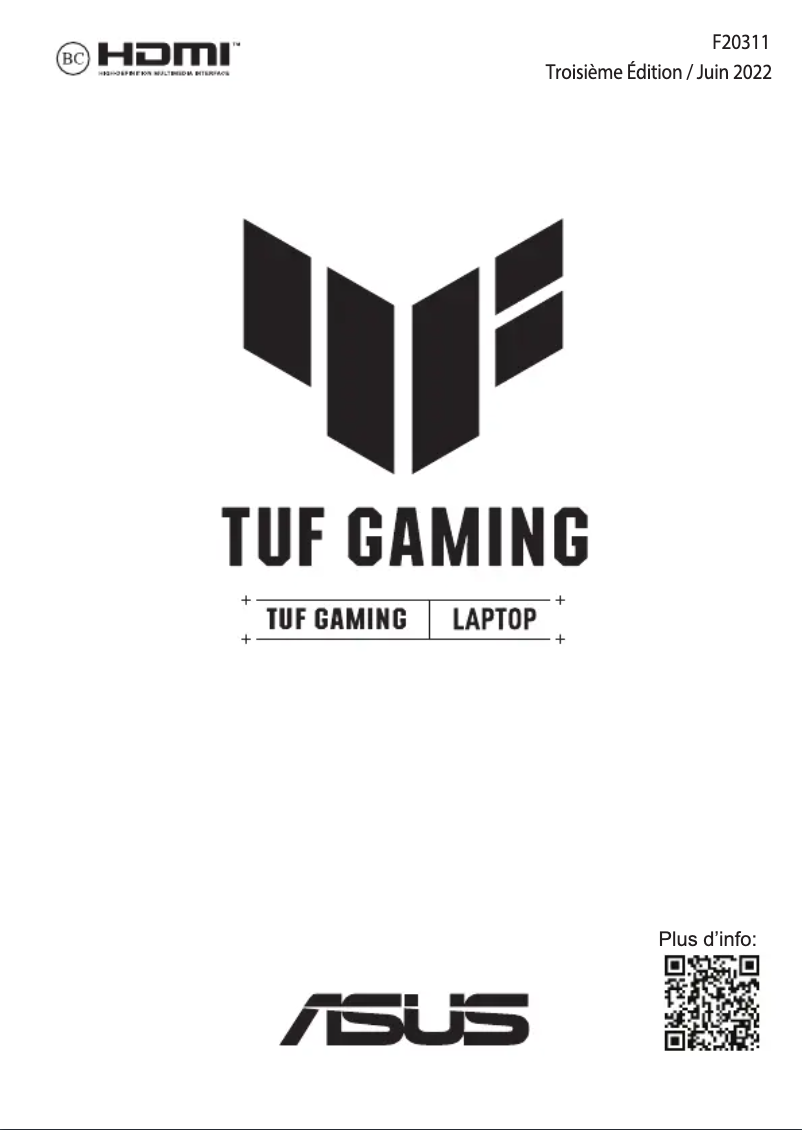 Image de la première page du manuel de l'appareil TUF Gaming F15