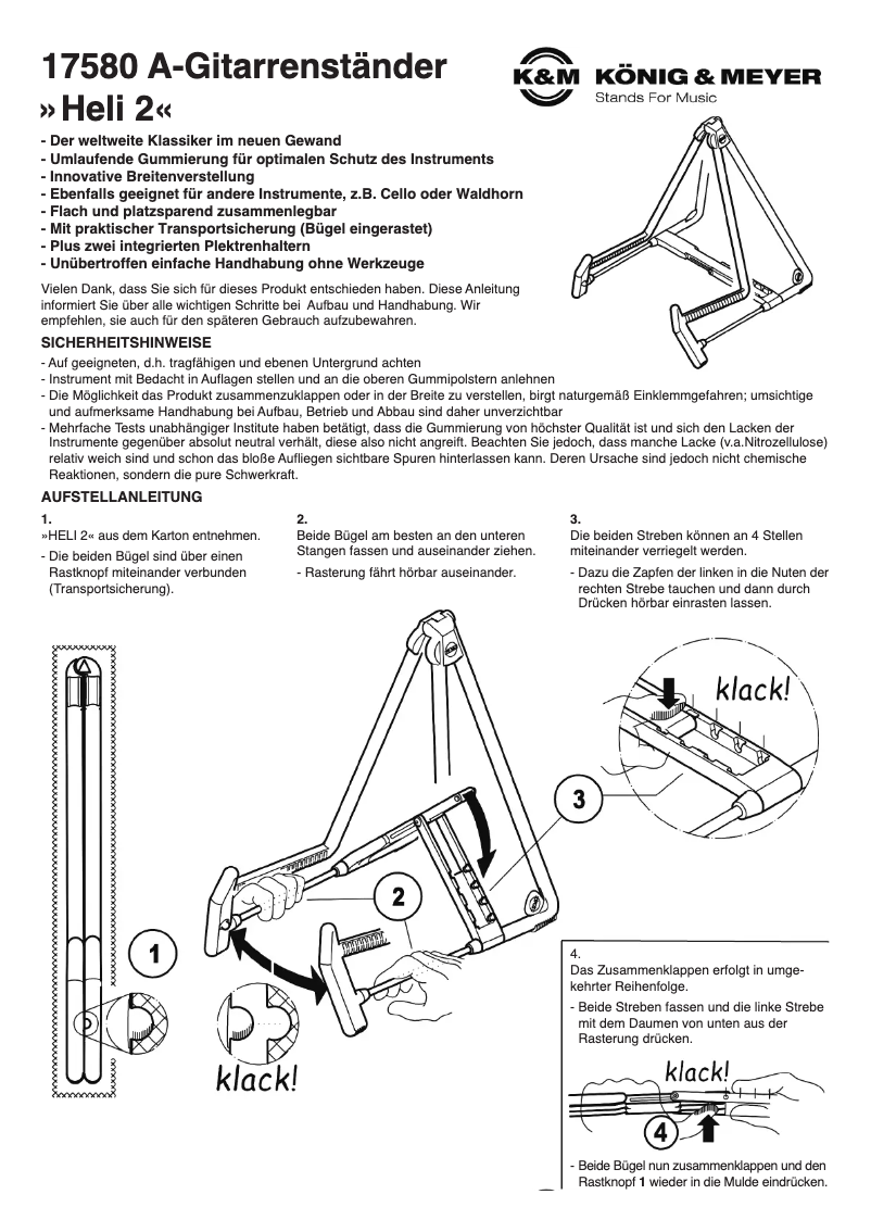 Page 1 de la notice Manuel utilisateur Konig & Meyer Heli 2