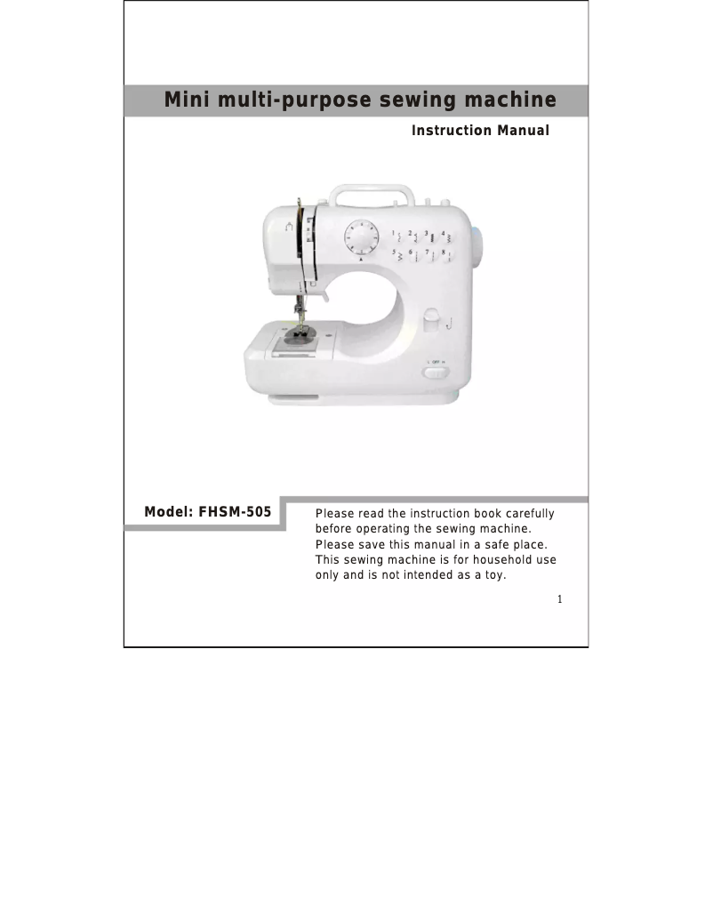 Page n°1 - Manuel utilisateur Singer FHSM-505