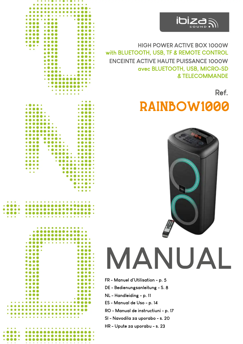 Image de la première page du manuel de l'appareil Rainbow 1000