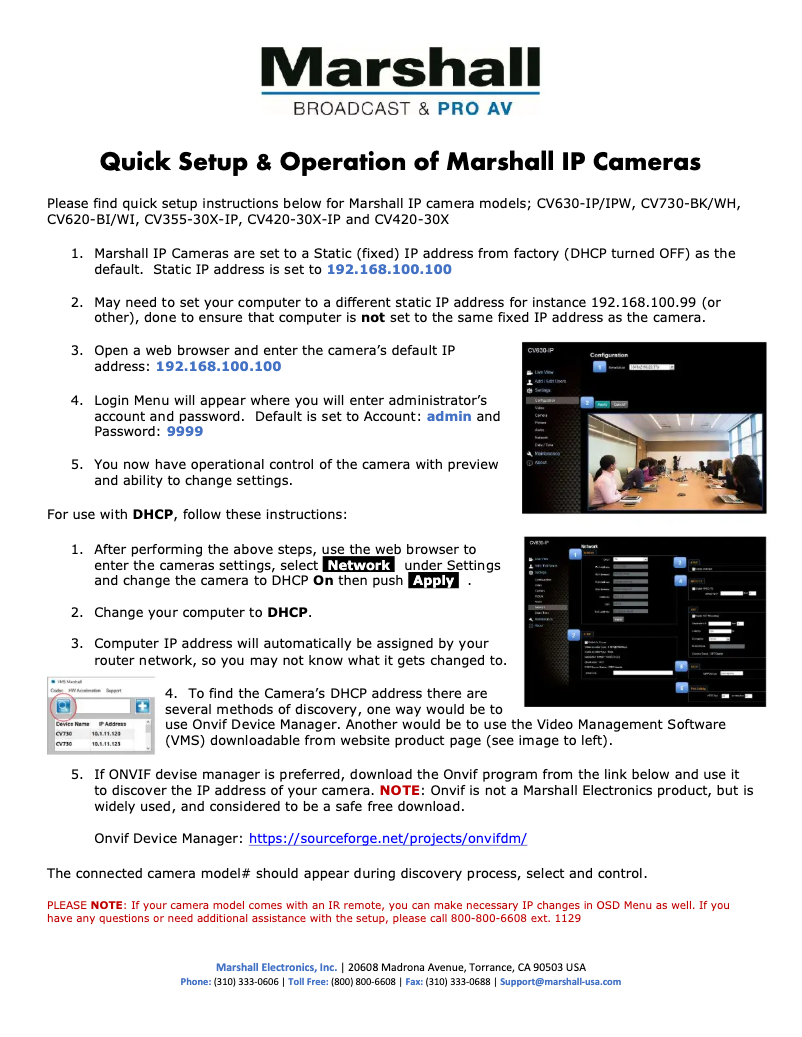 Page 1 de la notice Manuel utilisateur Marshall Electronics CV620-TWI