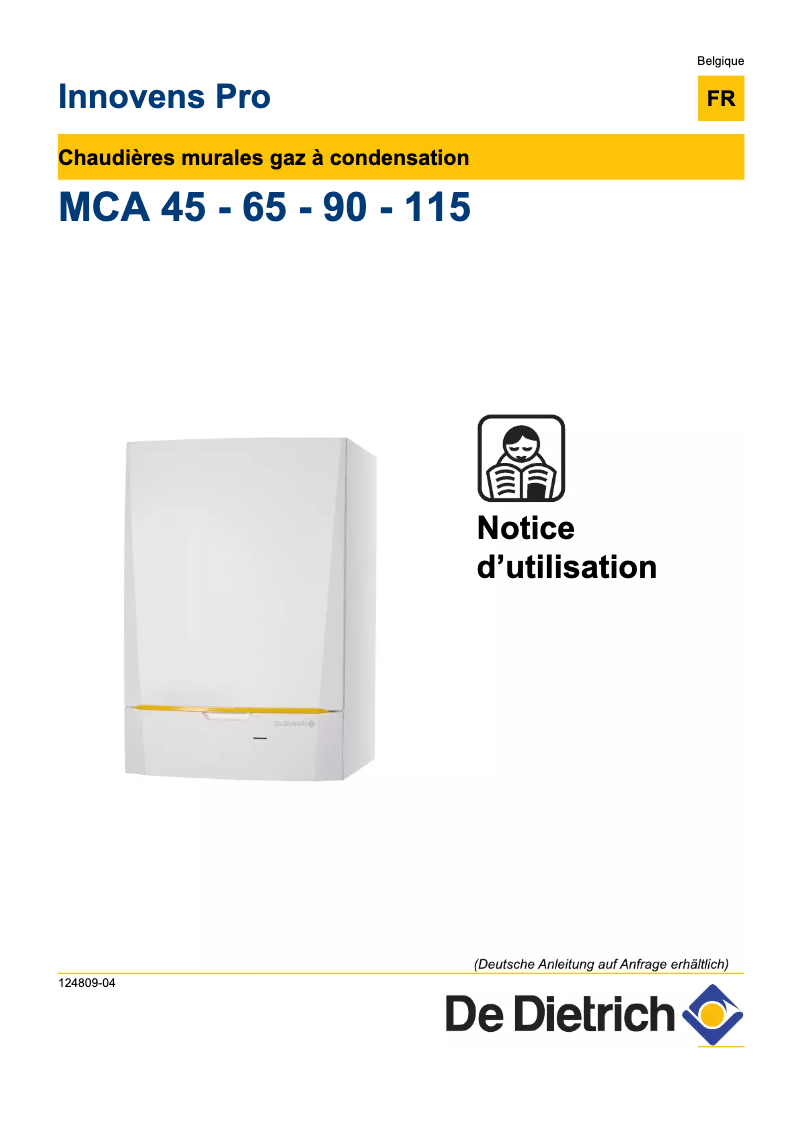 Page 1 de la notice Manuel utilisateur De Dietrich MCA 90