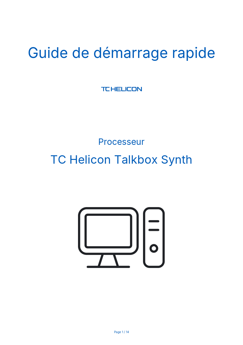 Page n°1 - Guide de démarrage rapide TC Helicon Talkbox Synth
