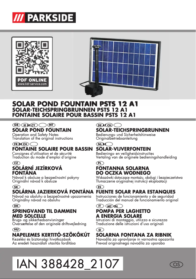Página 1 del manual Manual de usuario Parkside PSTS 12 A1
