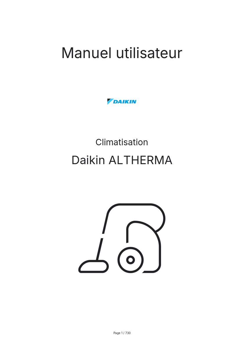 Page n°1 - Manuel utilisateur Daikin ALTHERMA