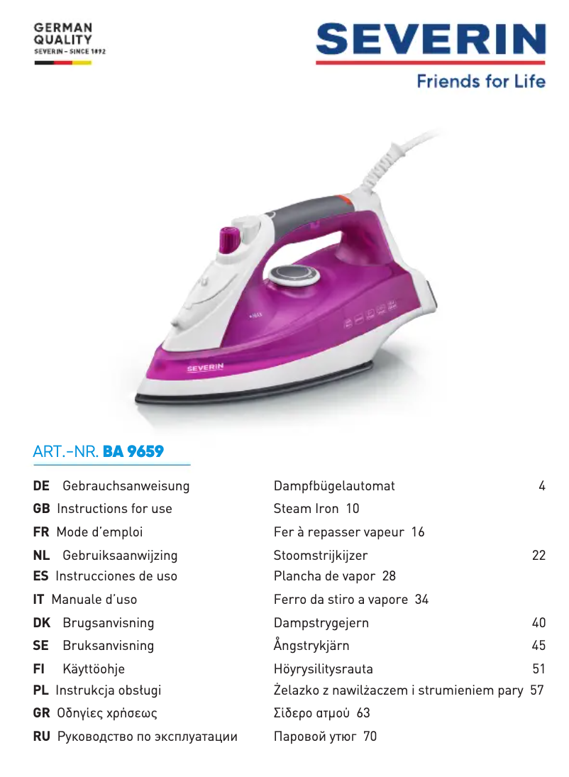 Page n°1 - Manuel utilisateur Severin BA 3234
