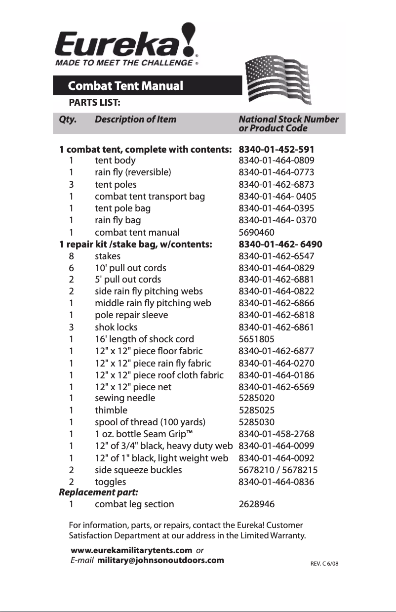 Image de la première page du manuel de l'appareil Combat