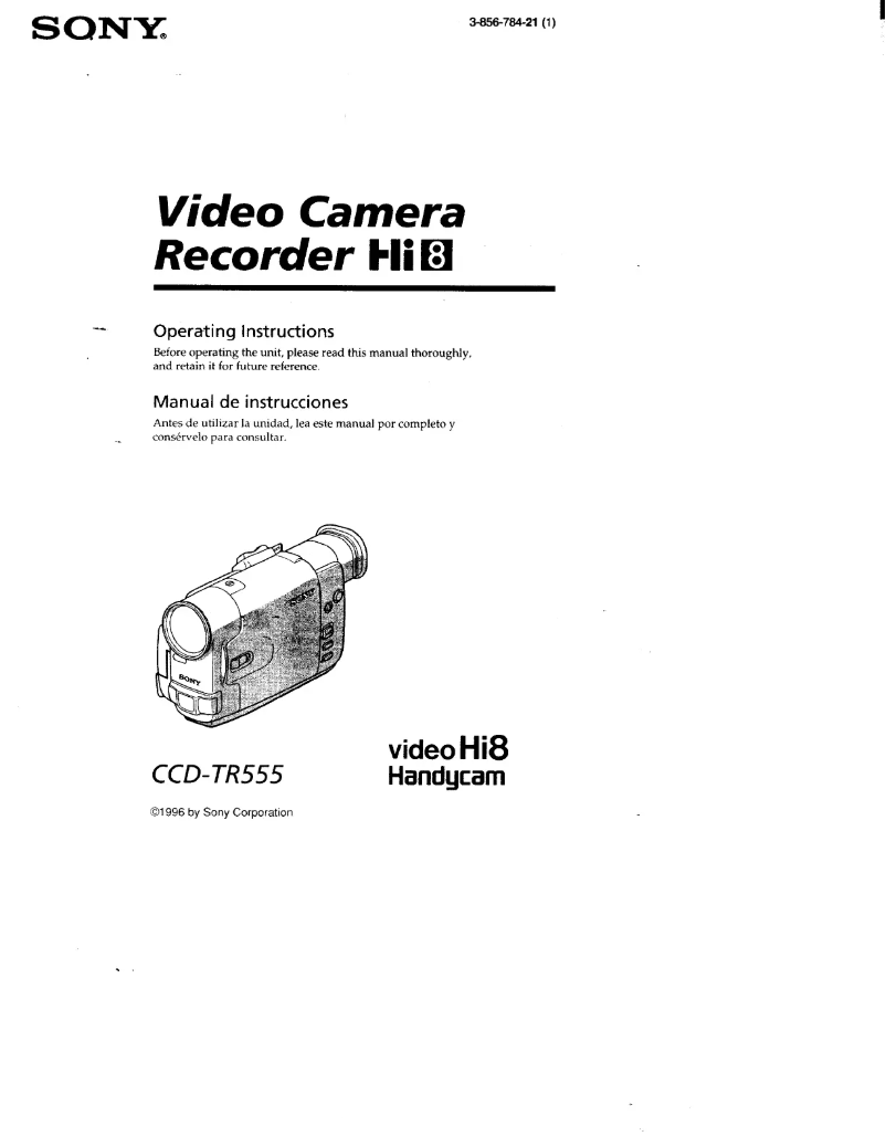 Page 1 de la notice Manuel utilisateur Sony CCD-TR555