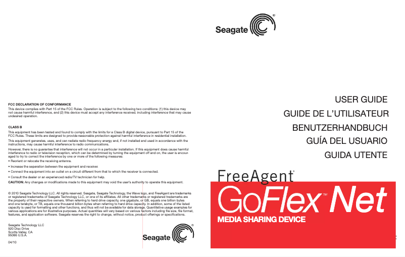 Page 1 de la notice Manuel utilisateur Seagate STAK200