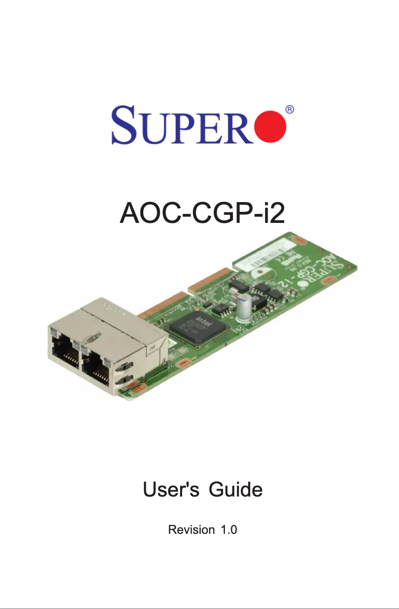 Page 1 de la notice Manuel utilisateur Supermicro AOC-CGP-i2