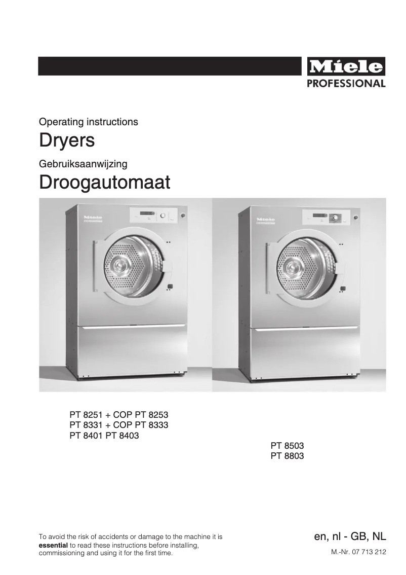 Página 1 del manual Manual de usuario Miele PT 8331