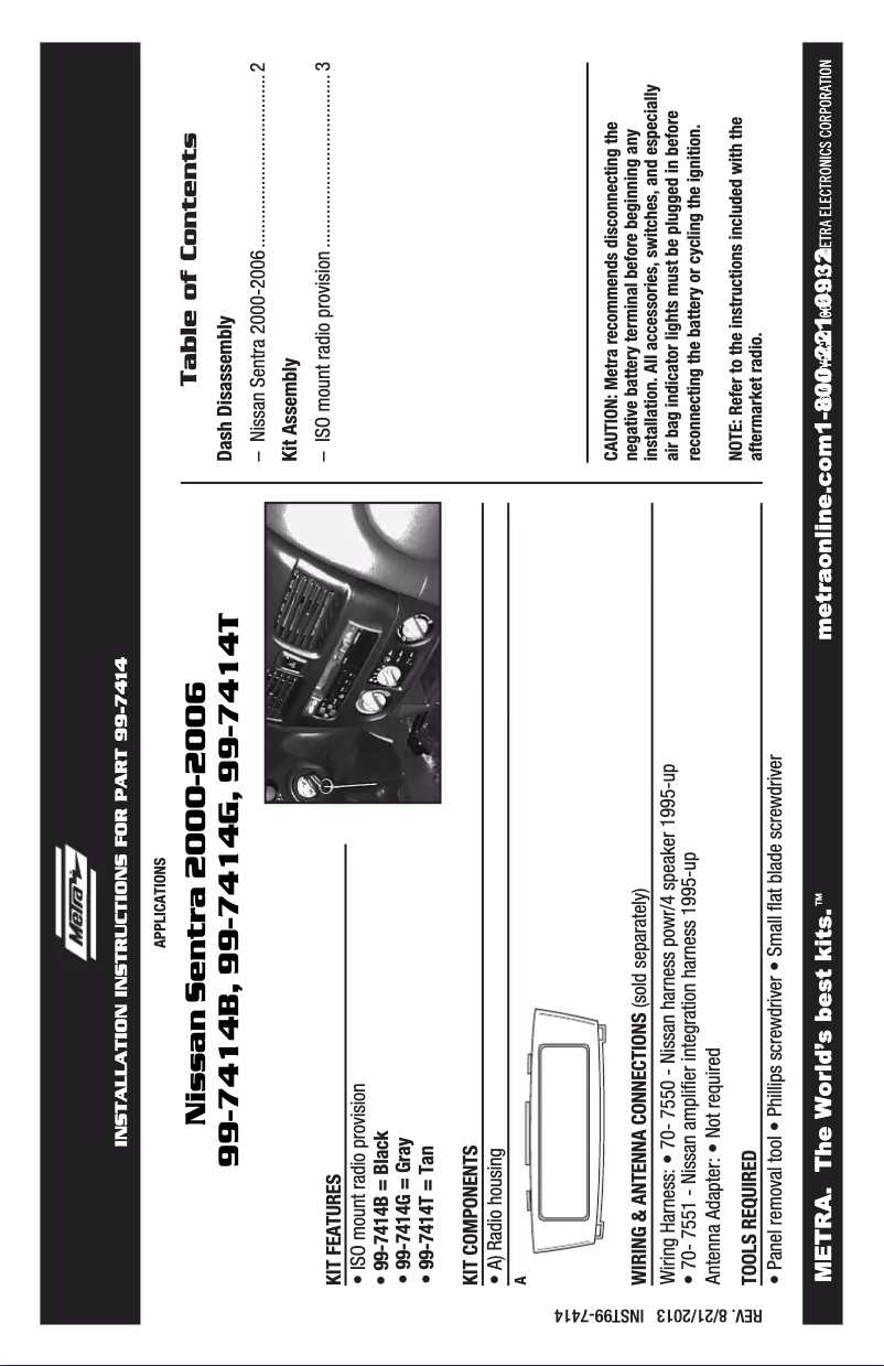 Page n°1 - Guide d'installation Metra 99-7414G