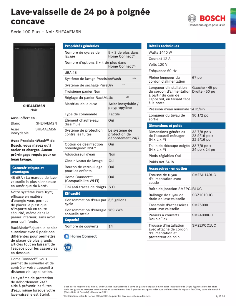 Página 1 del manual Ficha técnica Bosch SHE4AEM6N