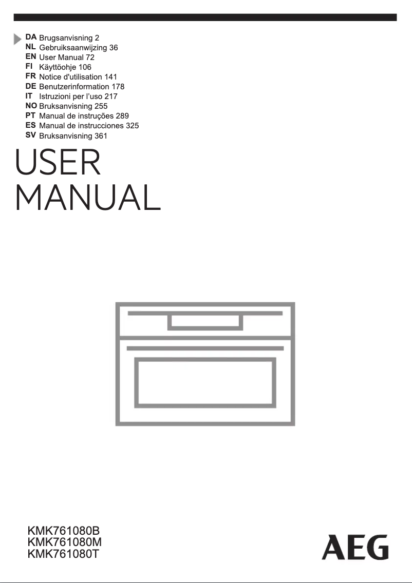 Page 1 de la notice Manuel utilisateur AEG KMK761080B